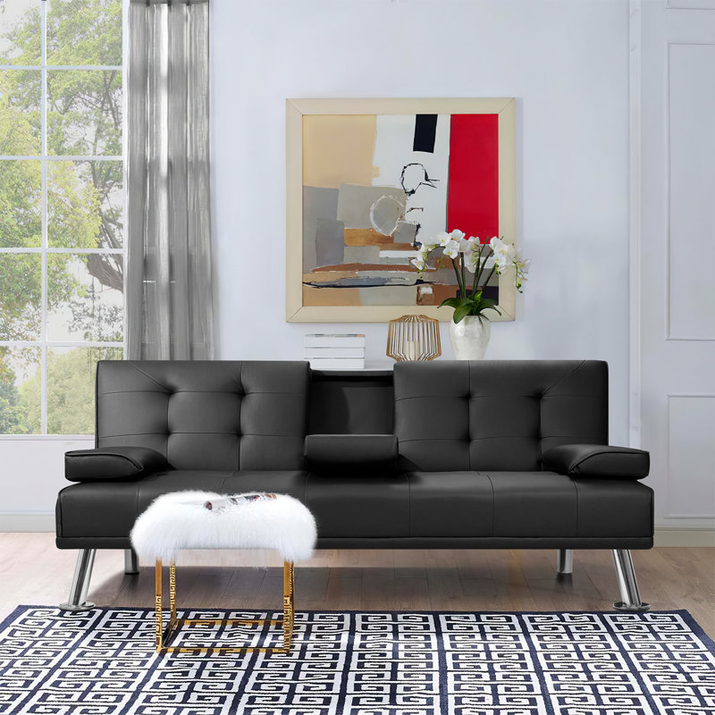 Ebern Designs Ahsaad 65.8'' Vegan Leather Sofa & Reviews Wayfair